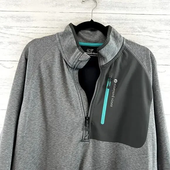 Vineyard Vines Gray Long Sleeve Quarter Zip Pullover Size XL - Picture 2 of 6